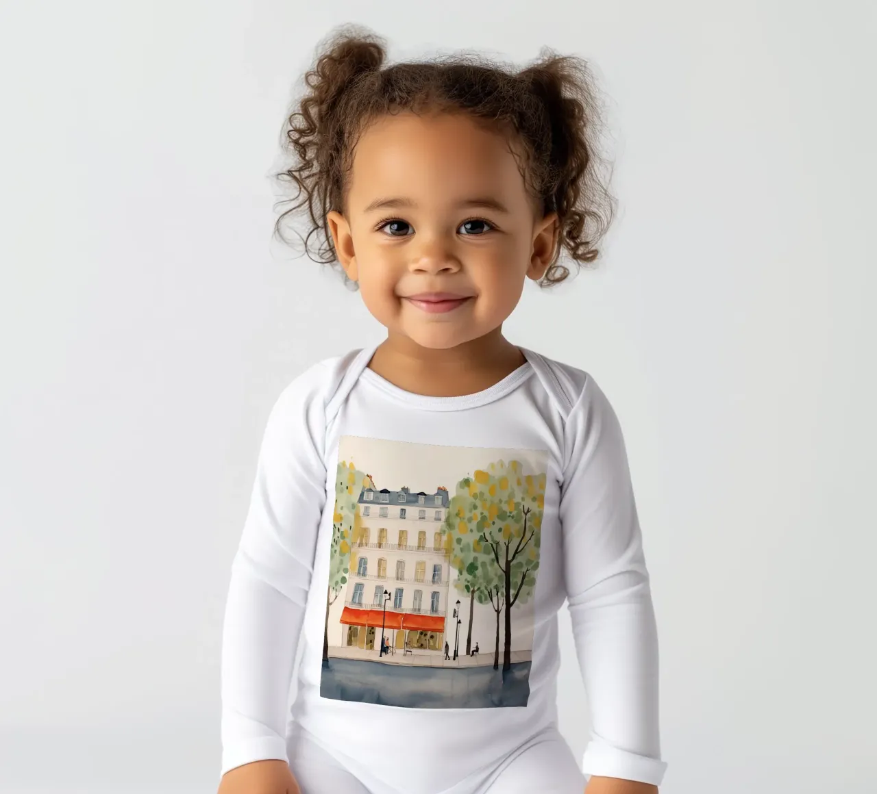 Parisian Street Style long-sleeve baby romper by DaarbyN