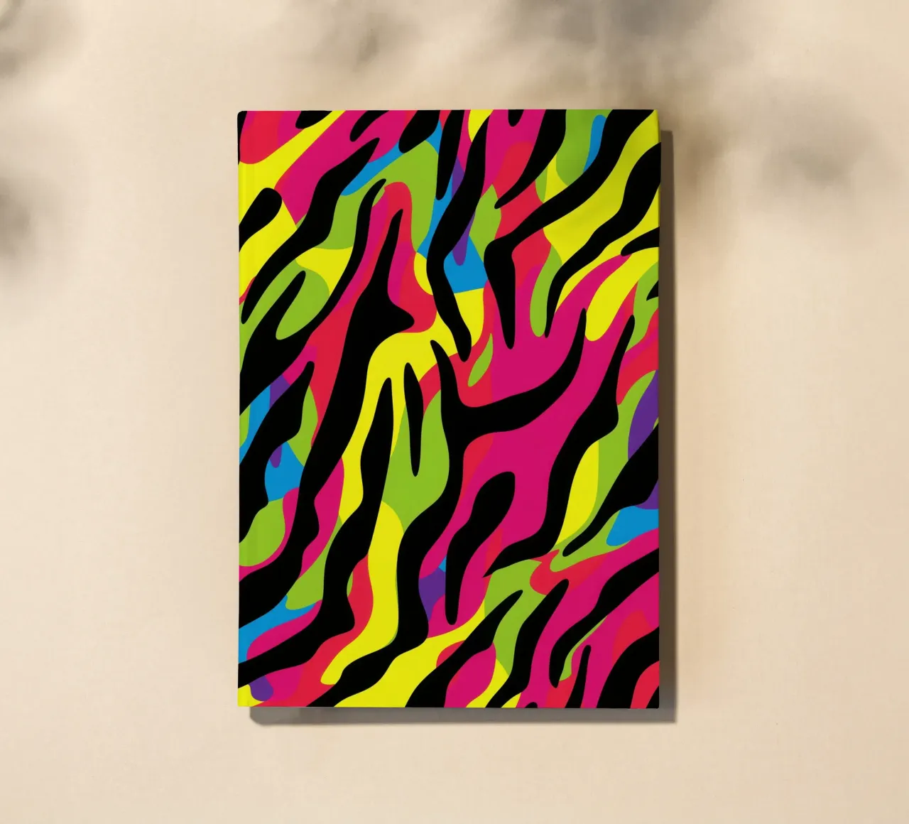 Colourful neon zebra camo pattern notebook by Autofocus