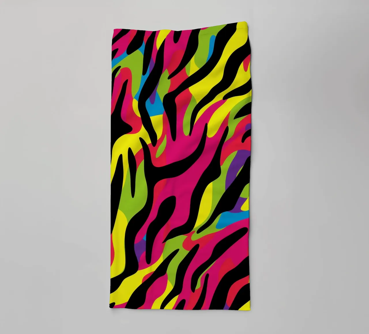 Colourful neon zebra camo pattern towel by Autofocus