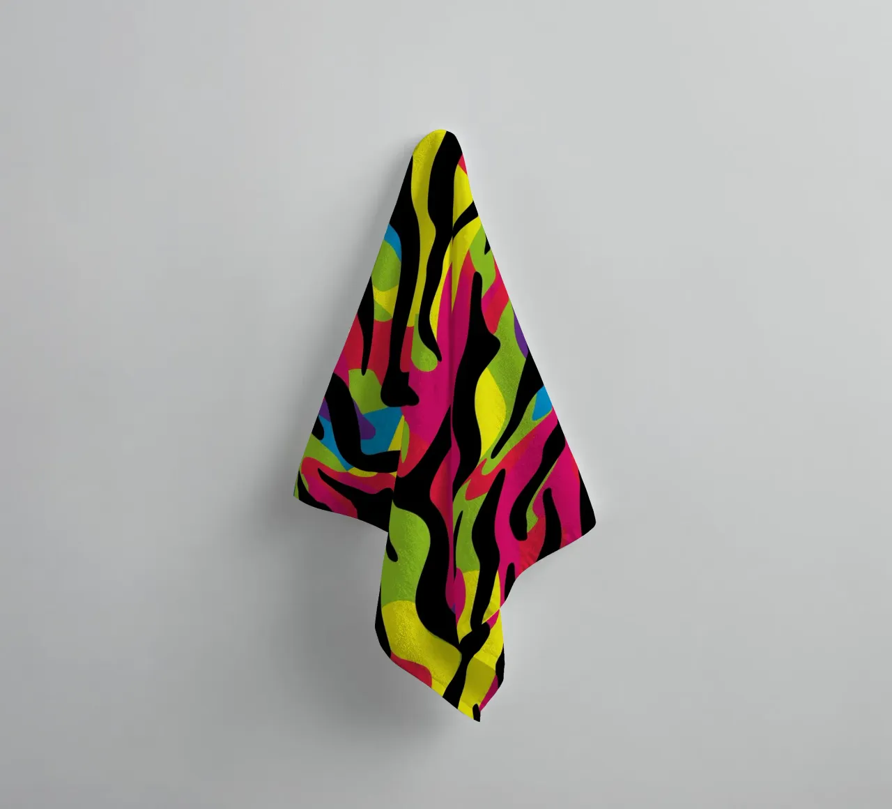 Colourful neon zebra camo pattern towel by Autofocus