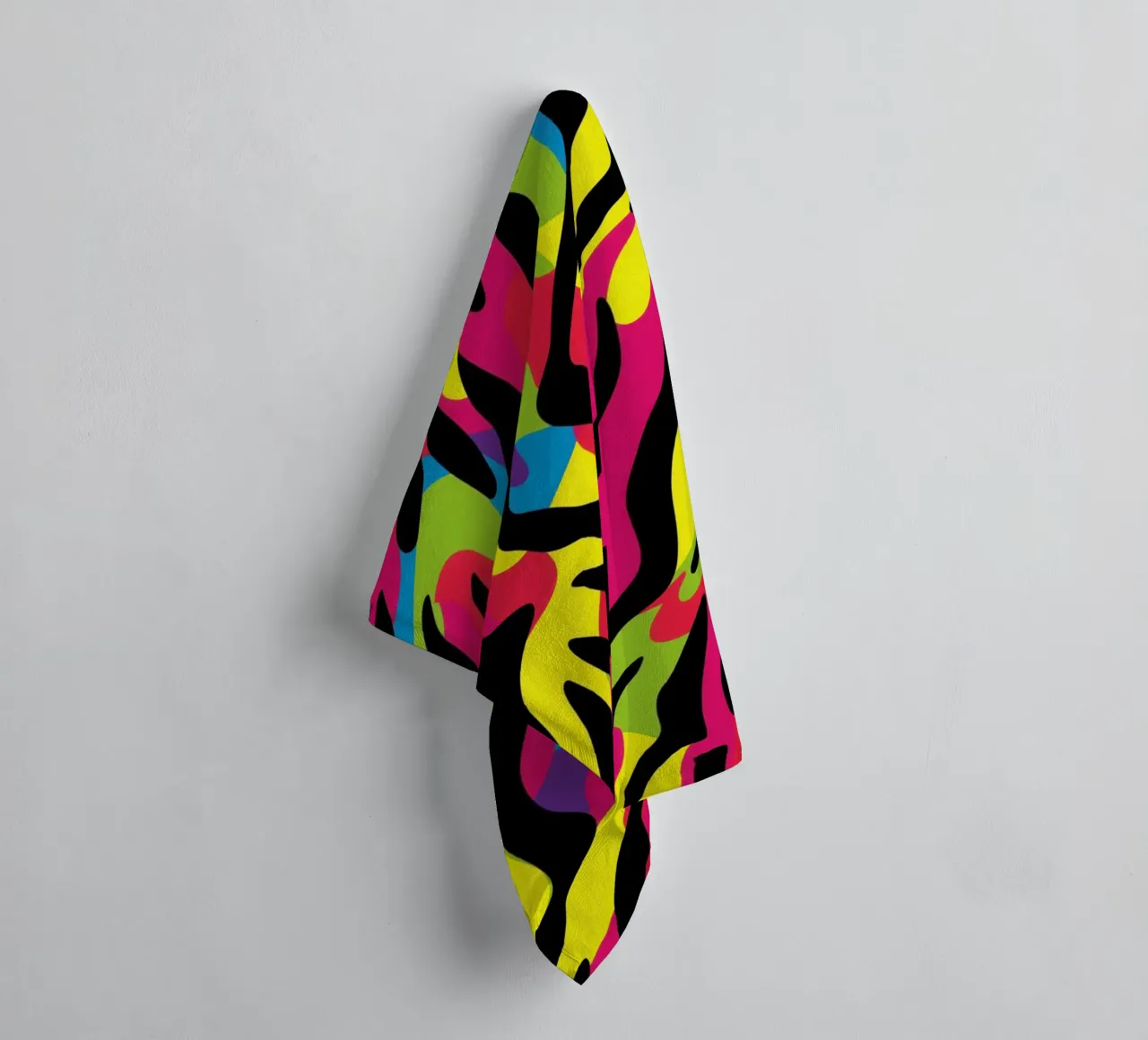 Colourful neon zebra camo pattern towel by Autofocus