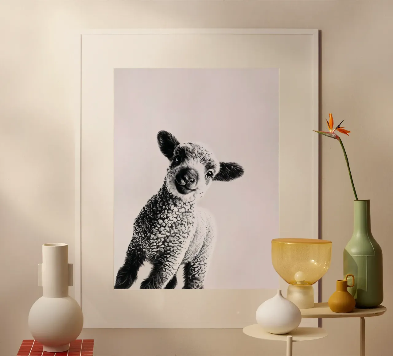 Agnello impertinente poster con telaio in legno da SnoopyAnimals
