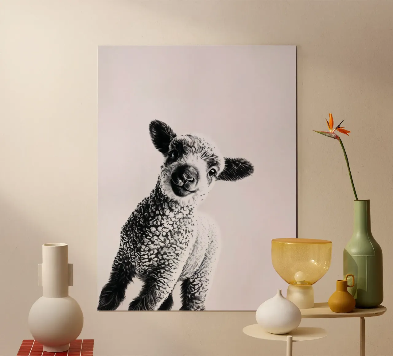 Agnello impertinente poster con telaio in legno da SnoopyAnimals