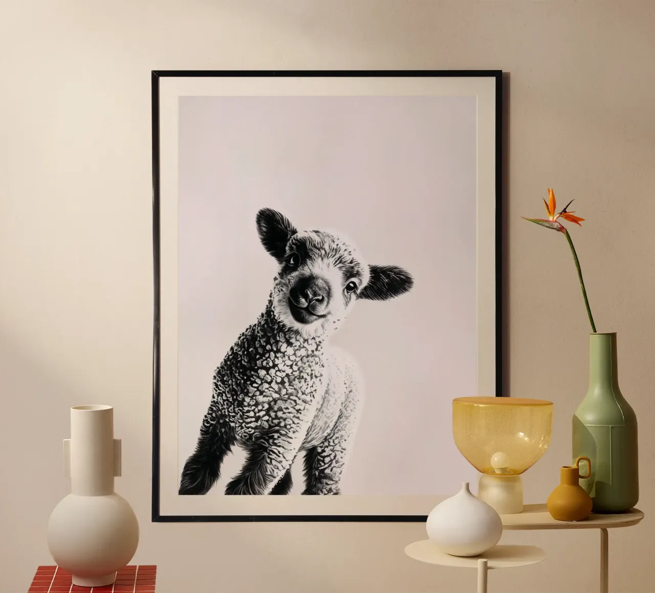 Agnello impertinente poster con telaio in legno da SnoopyAnimals
