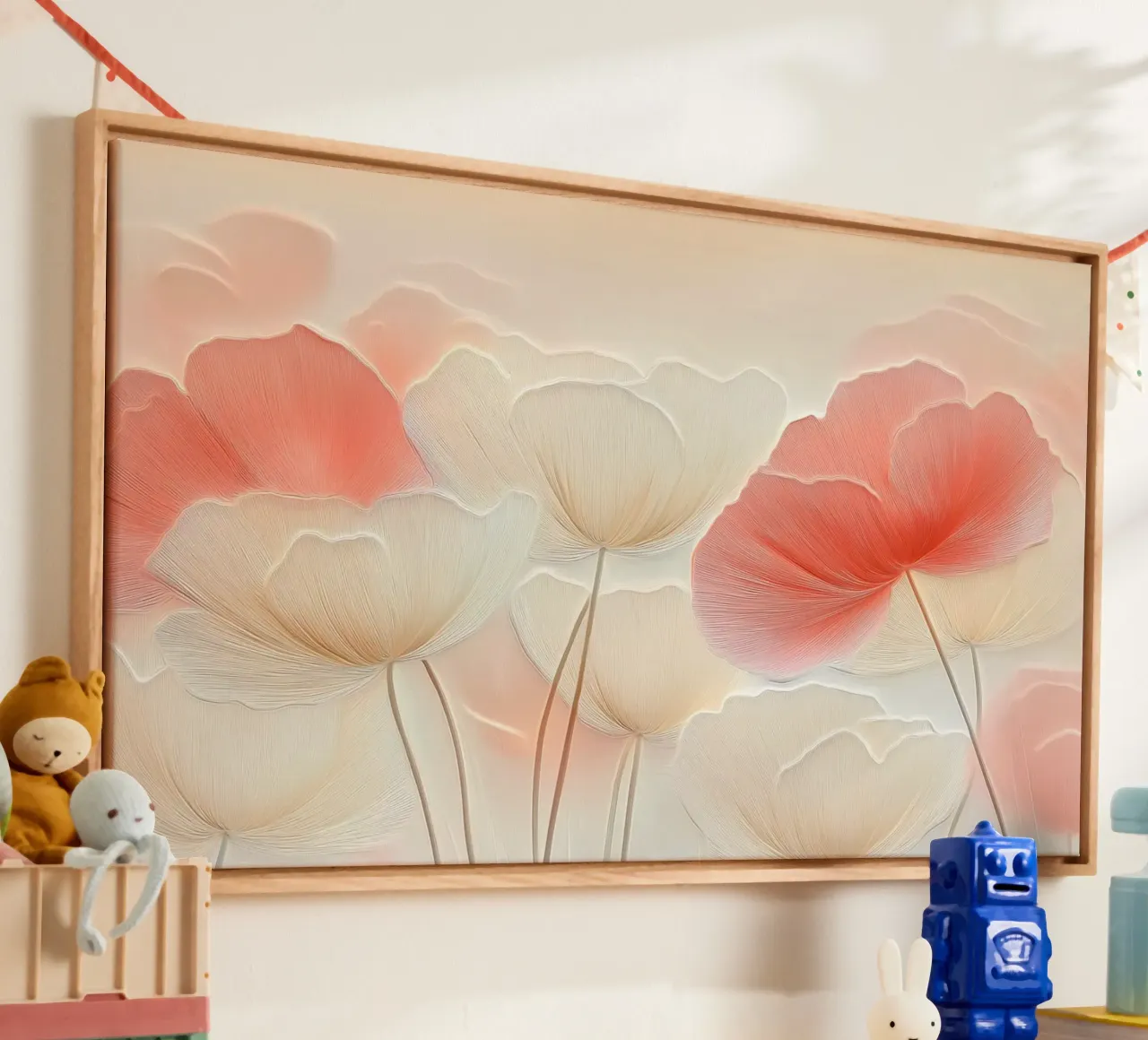 Klaprozen soft canvas met Baklijst van Imagine