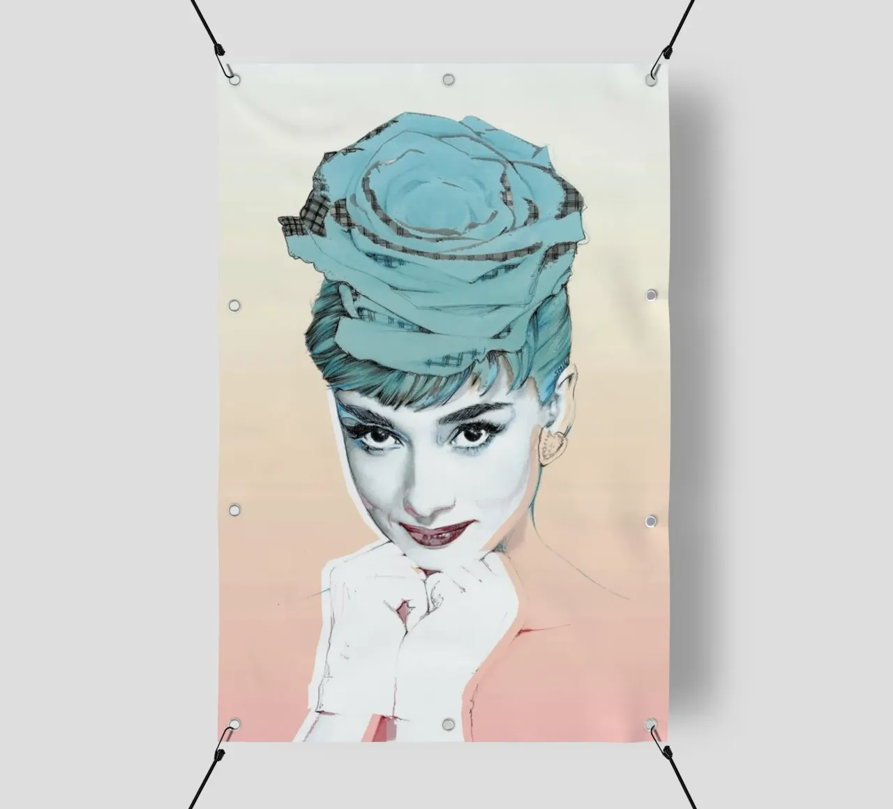 Collage artistico di Audrey Hepburn telo in pvc da Susana Miranda ilustracion