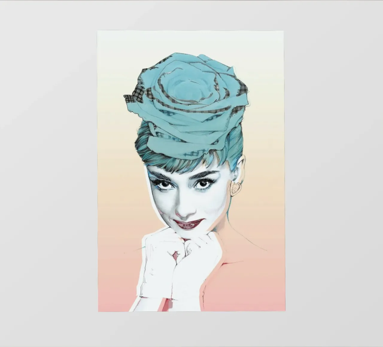 Collage artistico di Audrey Hepburn telo in pvc da Susana Miranda ilustracion
