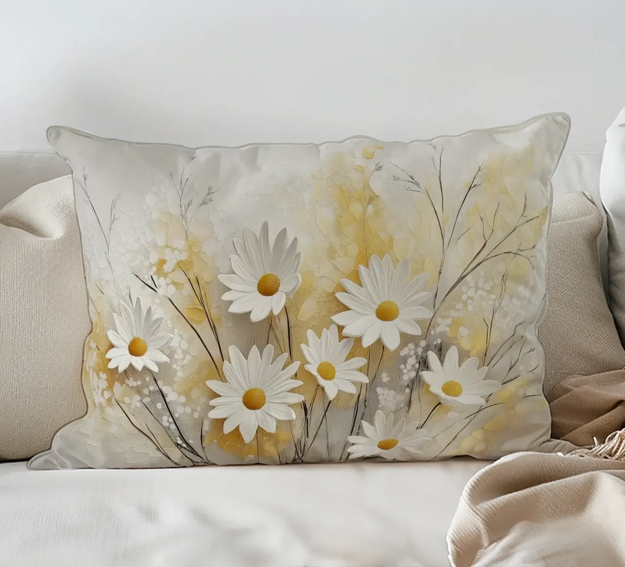 Fiori bianchi e gialli cuscino da Imagine
