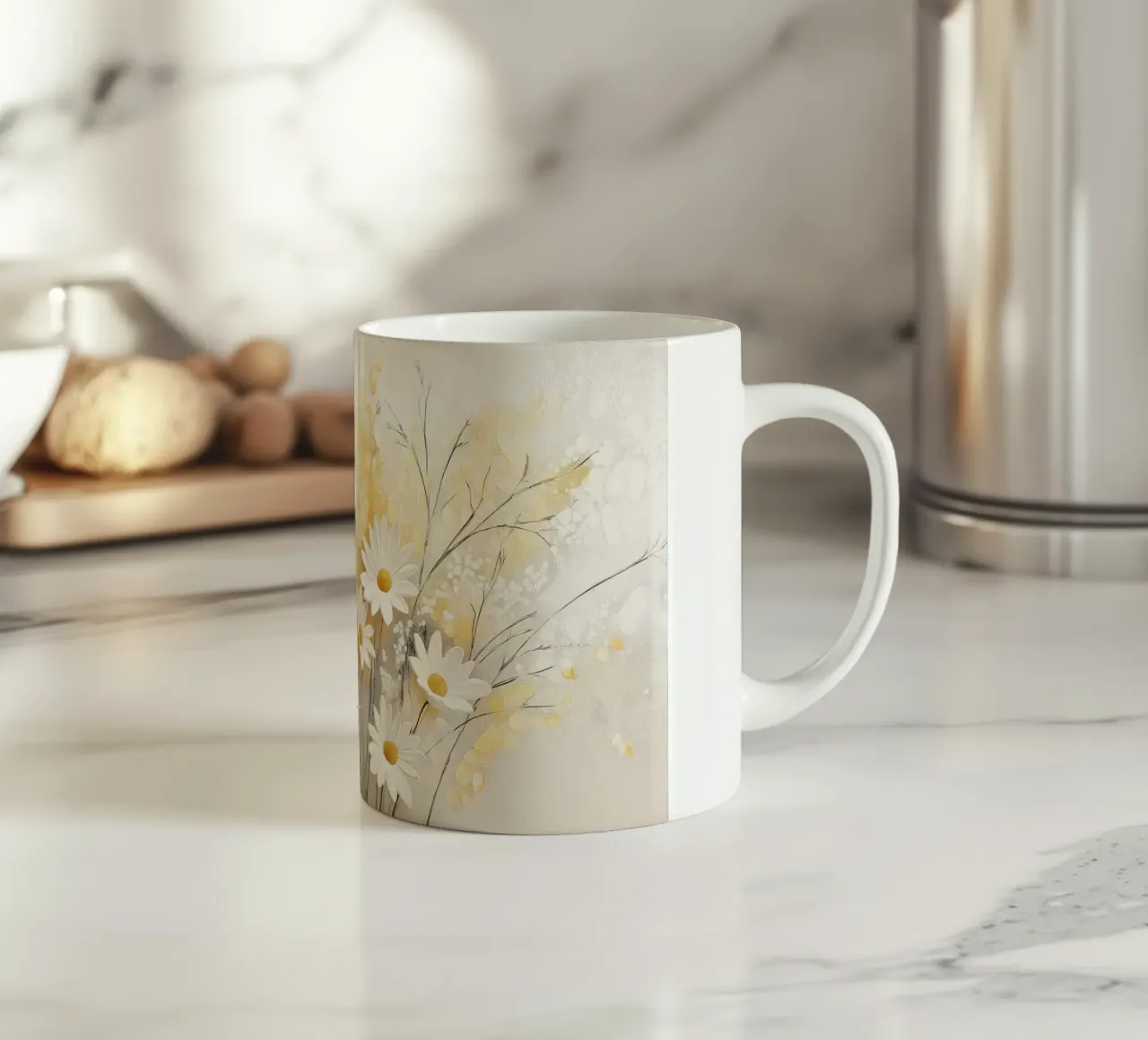 Fiori bianchi e gialli tazza in ceramica da Imagine