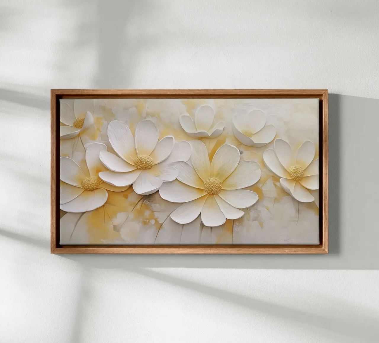 Bloemen in wit en geel canvas met Baklijst van Imagine
