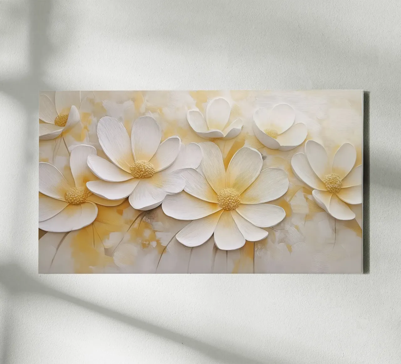 Bloemen in wit en geel canvas met Baklijst van Imagine