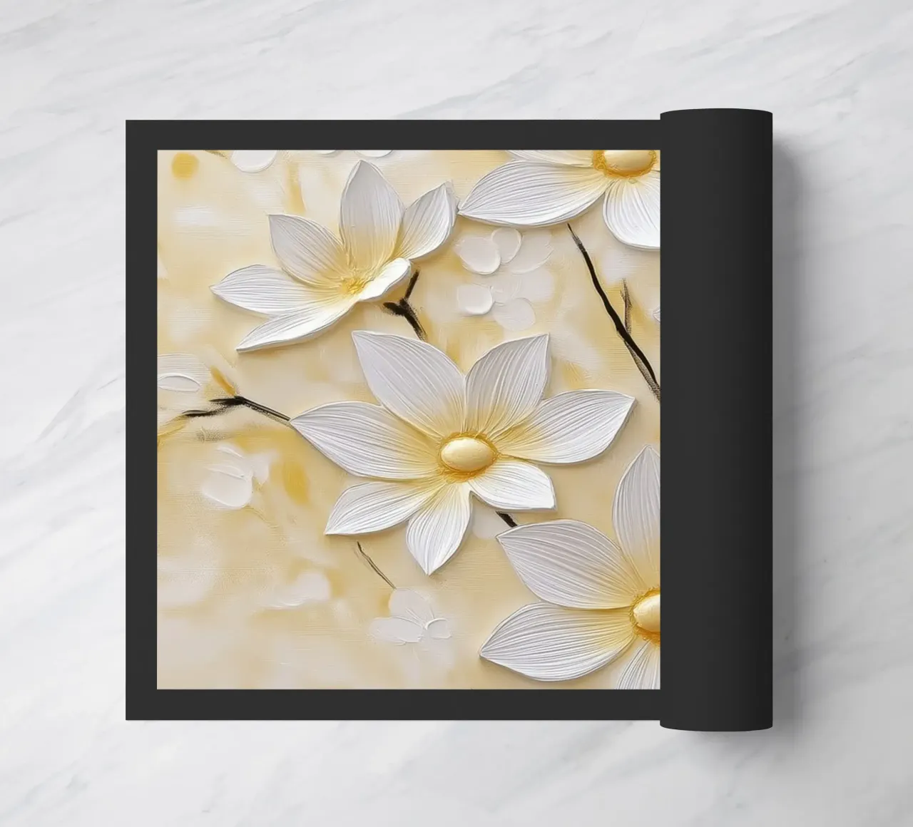 Fiori bianchi astratti zerbino da Imagine