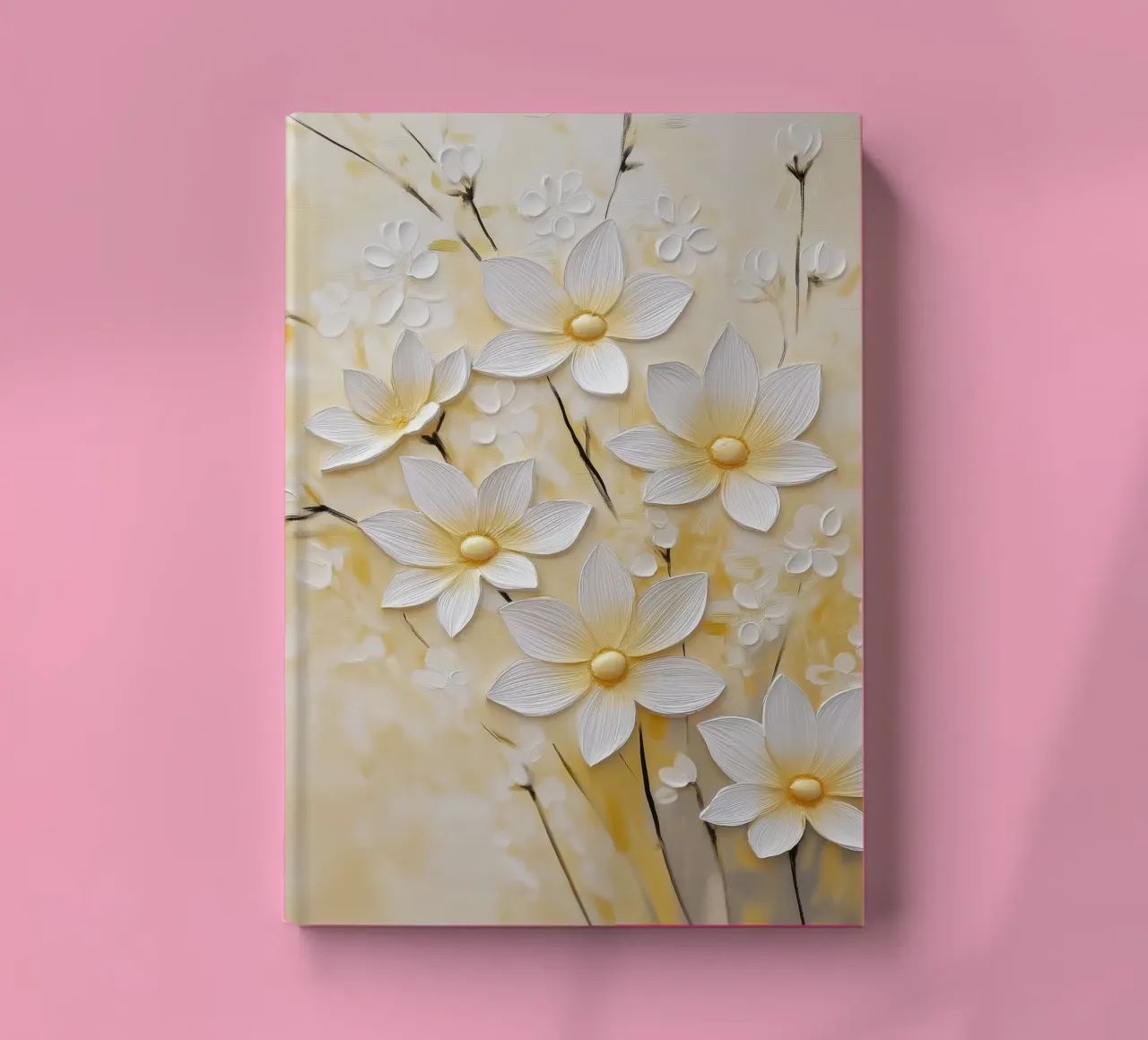 White flowers abstract notebook by Imagine