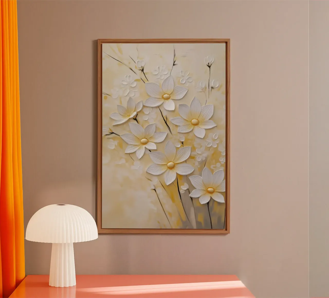 Fiori bianchi astratti alluminio dibond da Imagine