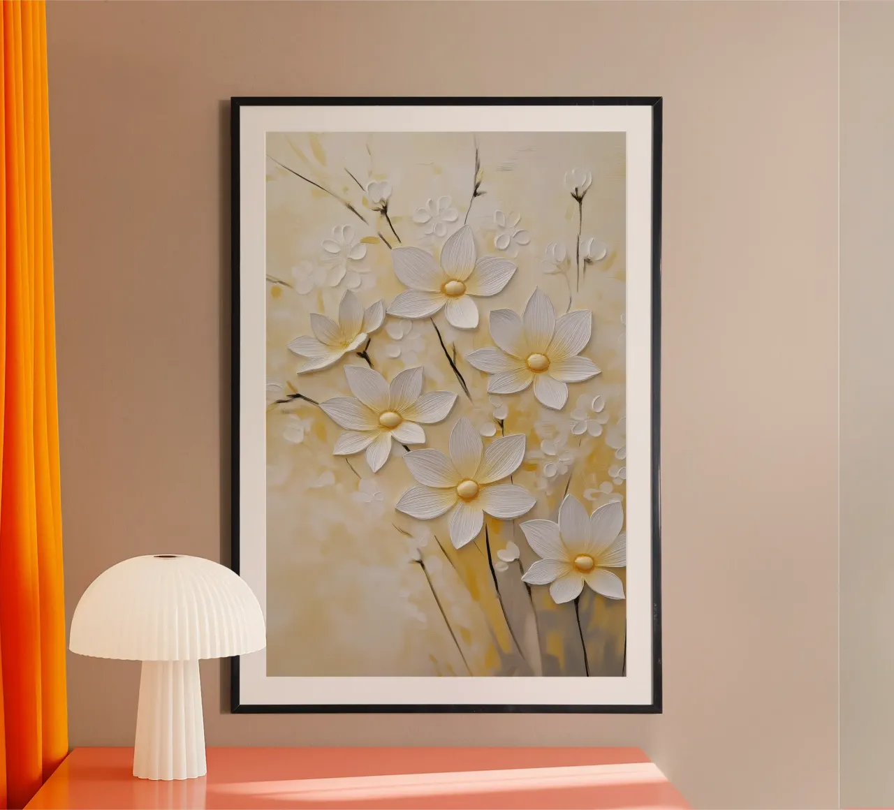 Fiori bianchi astratti poster da Imagine