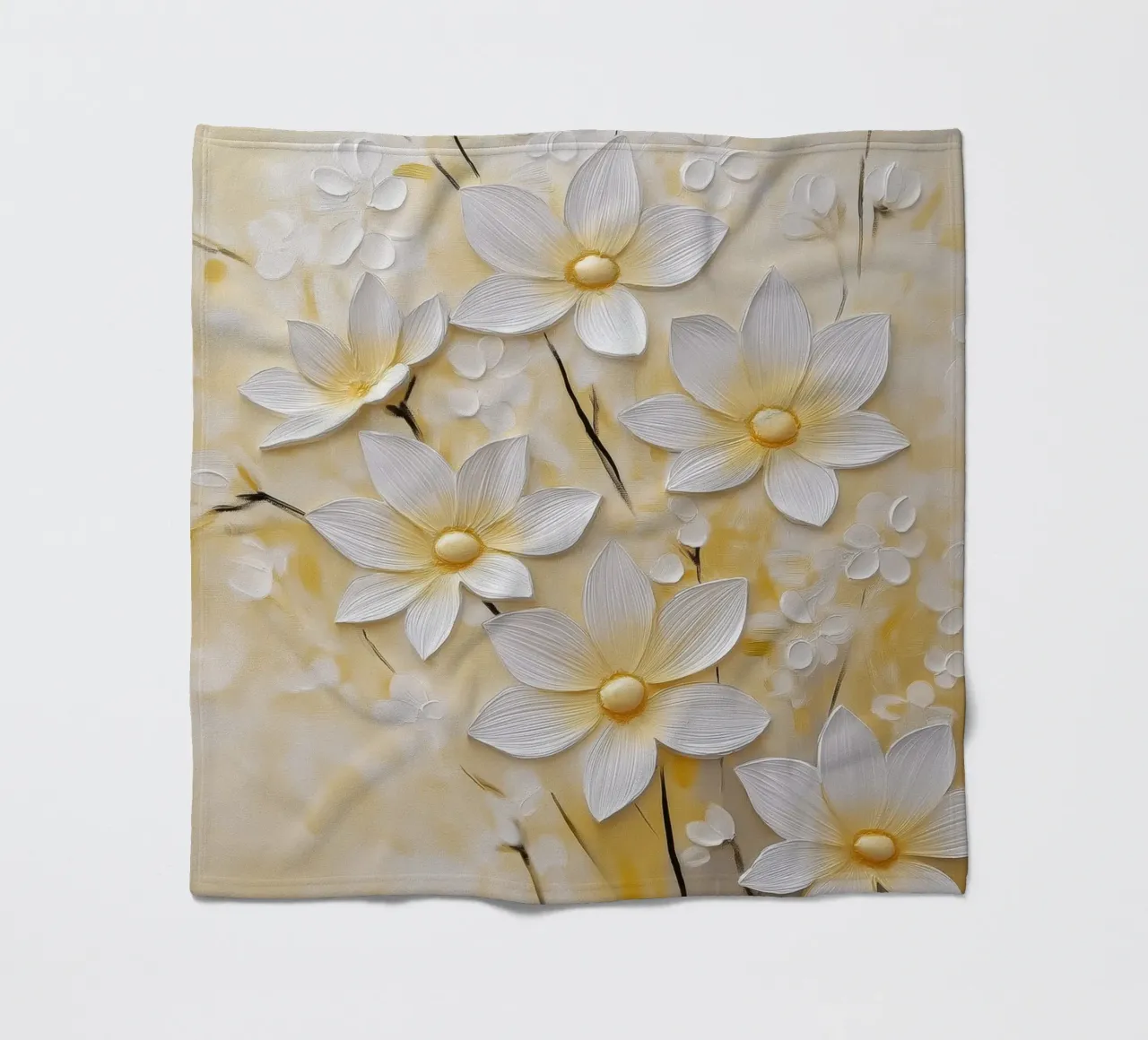 Fiori bianchi astratti coperta in pile da Imagine