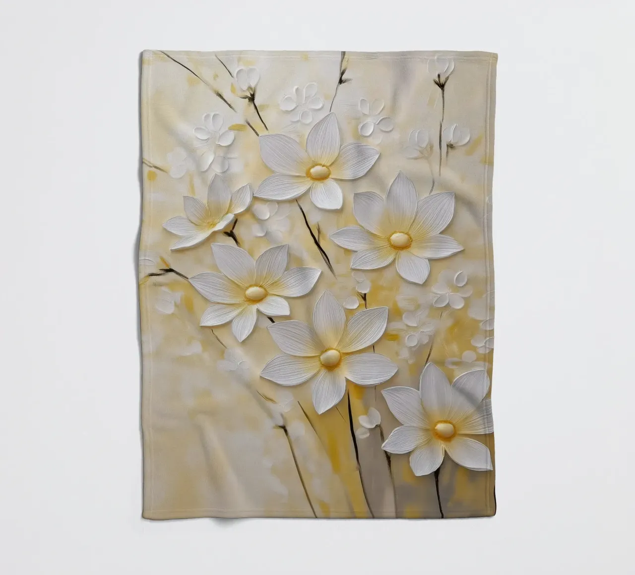 Fiori bianchi astratti coperta in pile da Imagine