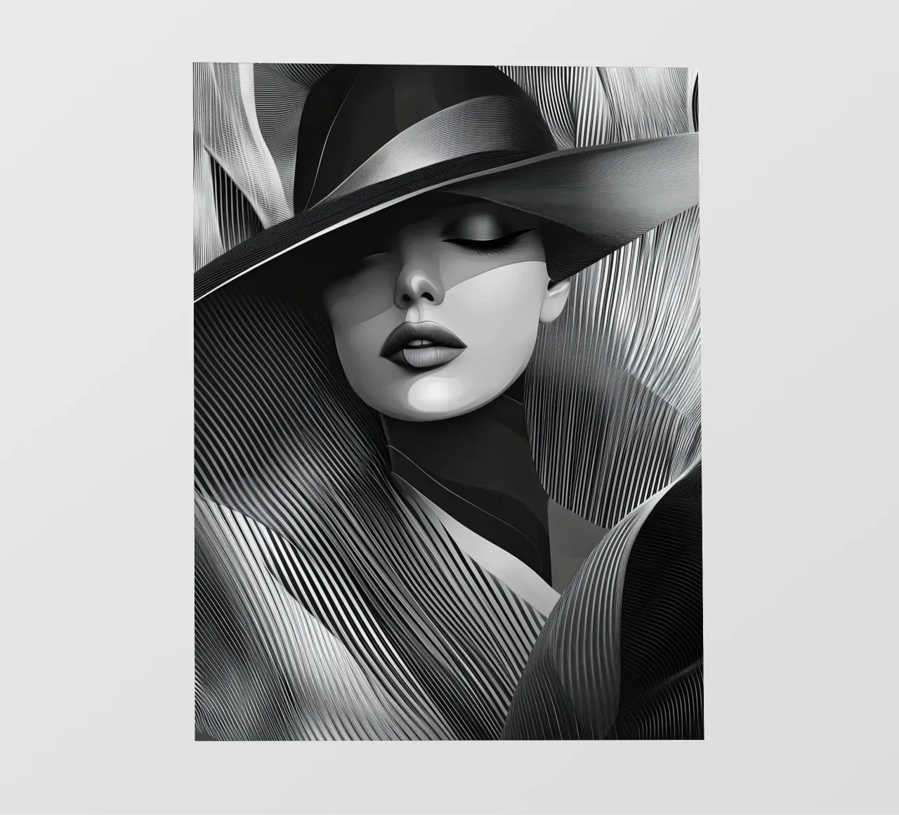 Donna con cappello in bianco e nero pellicola backlit da Imagine