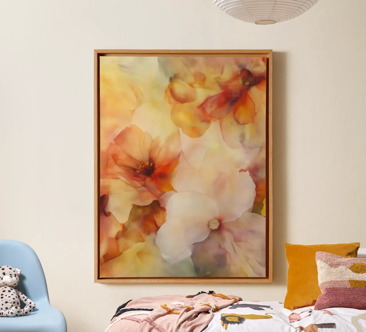 Bloemen abstract canvas met Baklijst van Imagine