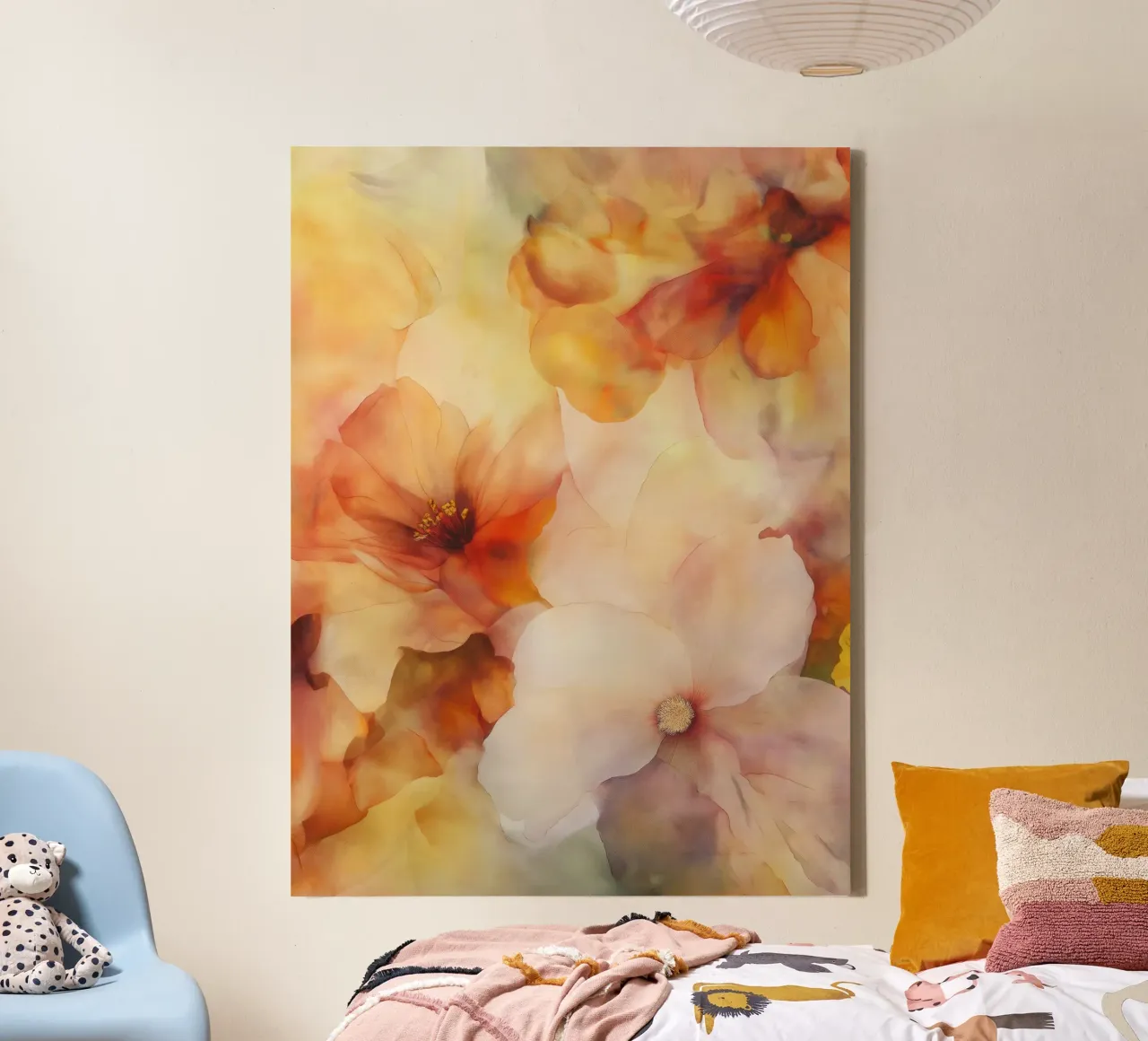 Bloemen abstract canvas met Baklijst van Imagine
