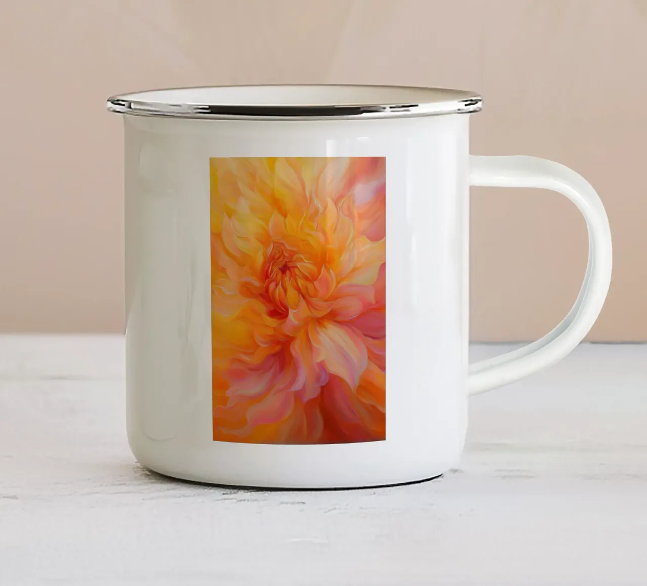Fiore arancione tazza in smalto da Imagine
