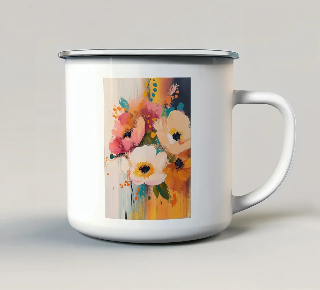 Bloemen abstract emaille mok van Imagine