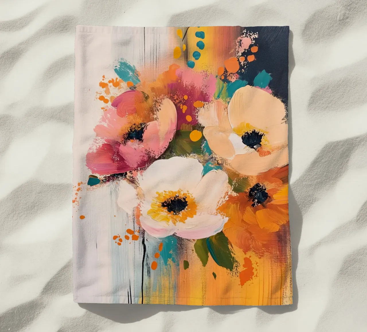 Flowers abstract beach towel by Imagine