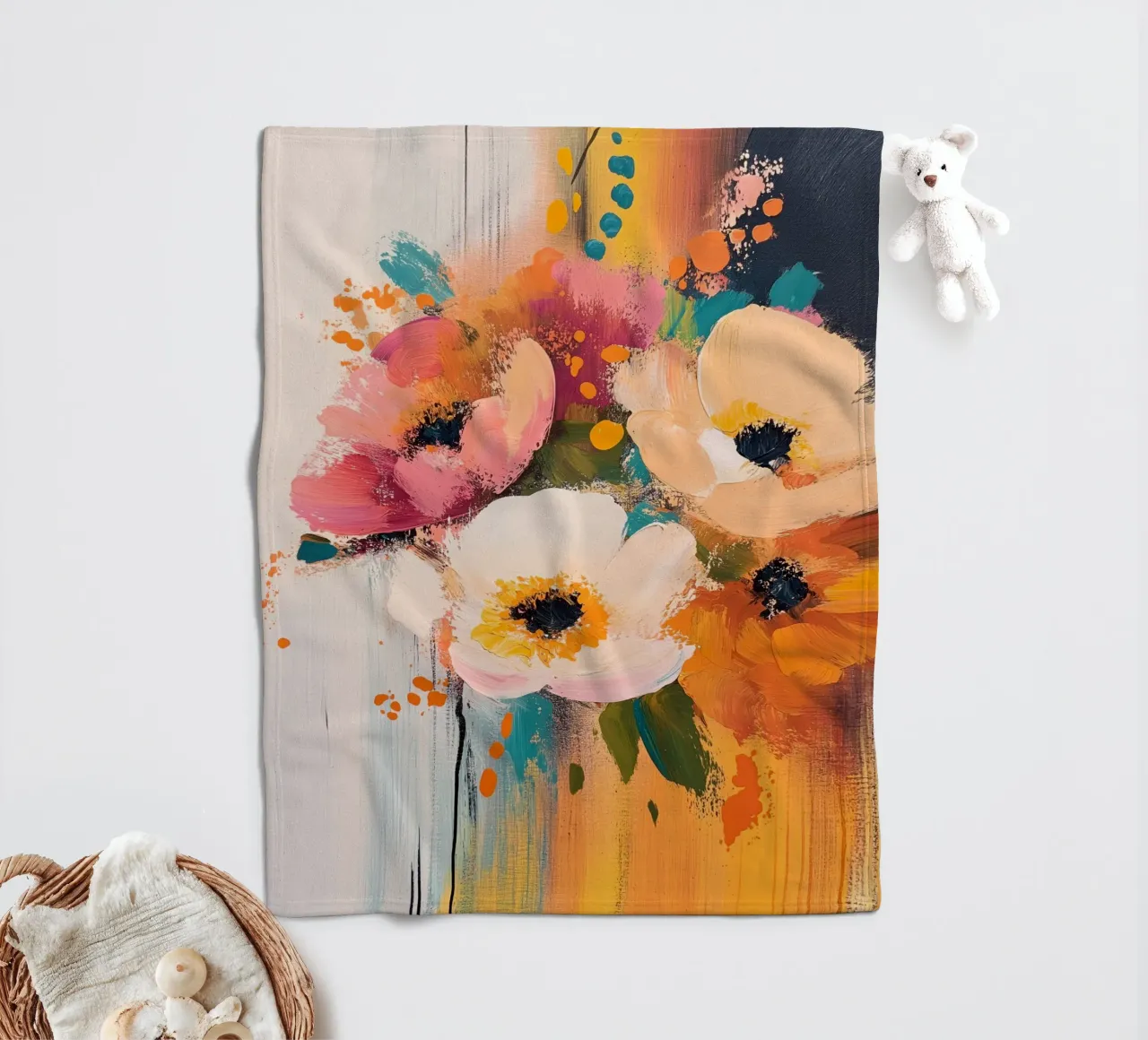 Fiori astratti coperta in pile da Imagine