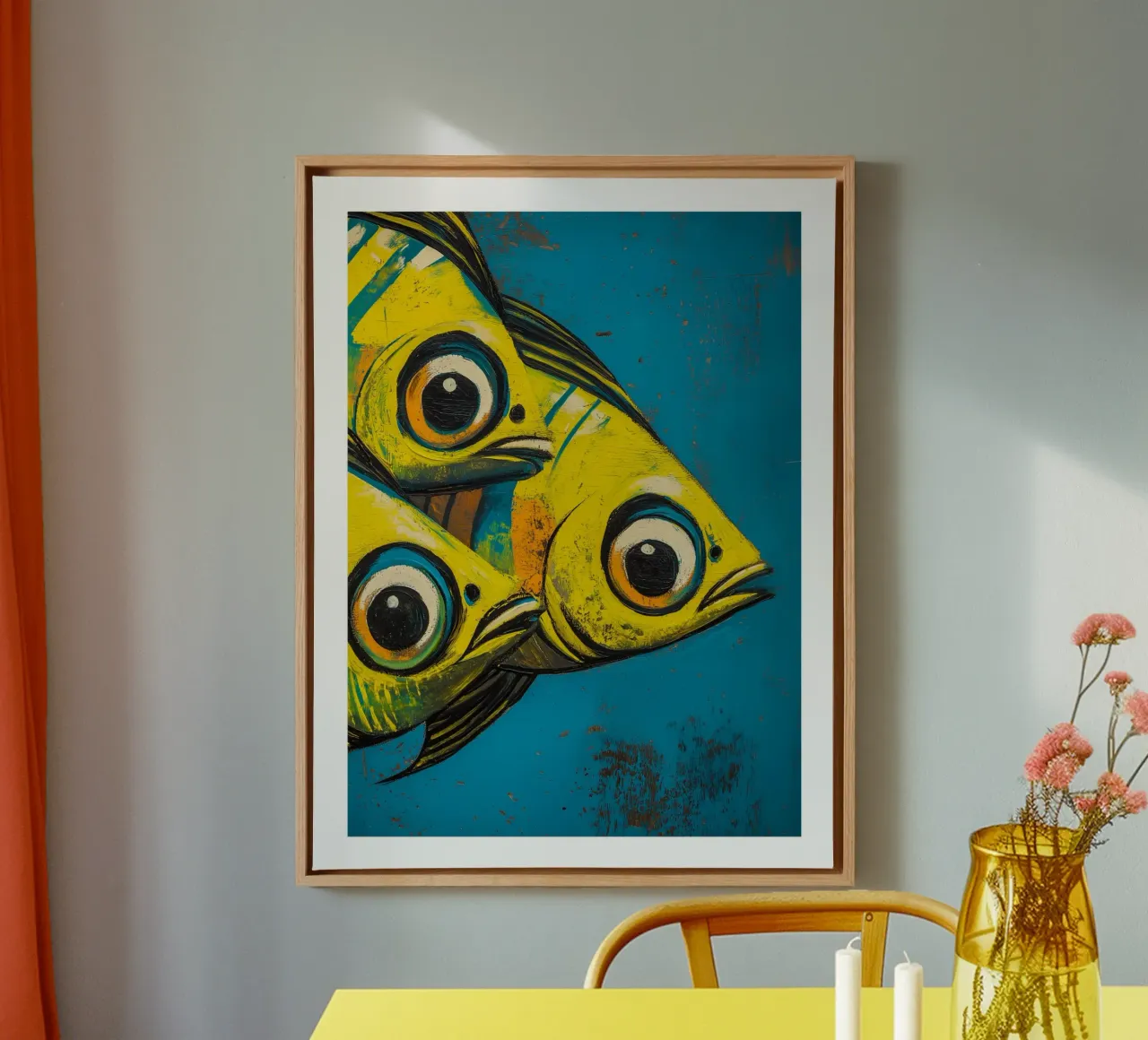 Gele vis canvas met Baklijst van DWA