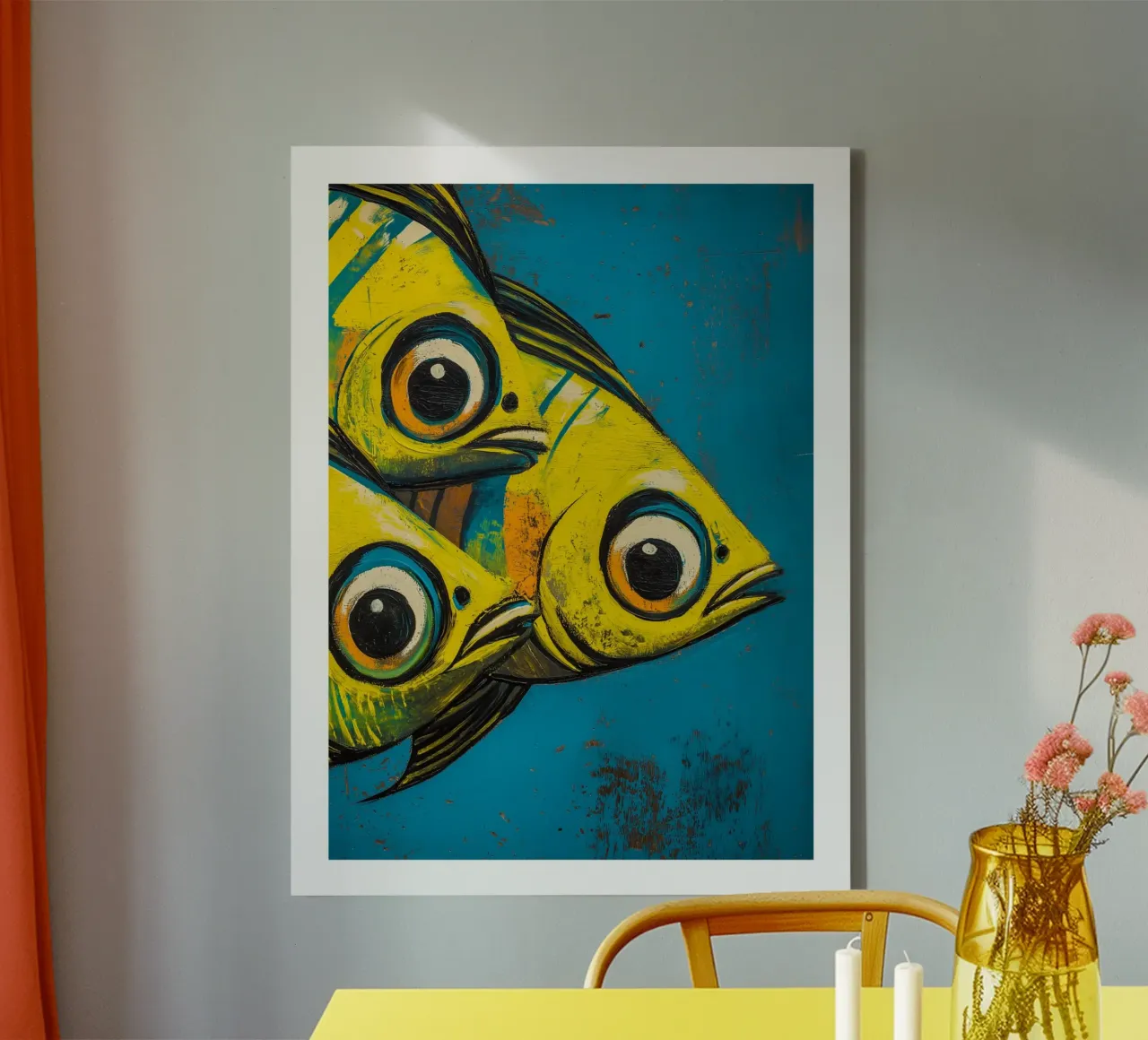 Gele vis canvas met Baklijst van DWA