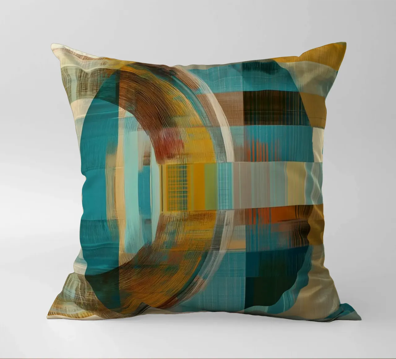 Forme astratte in blu e marrone cuscino da Imagine