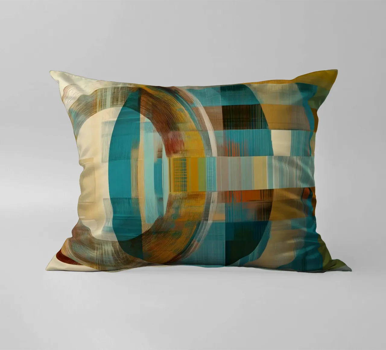 Forme astratte in blu e marrone cuscino da Imagine