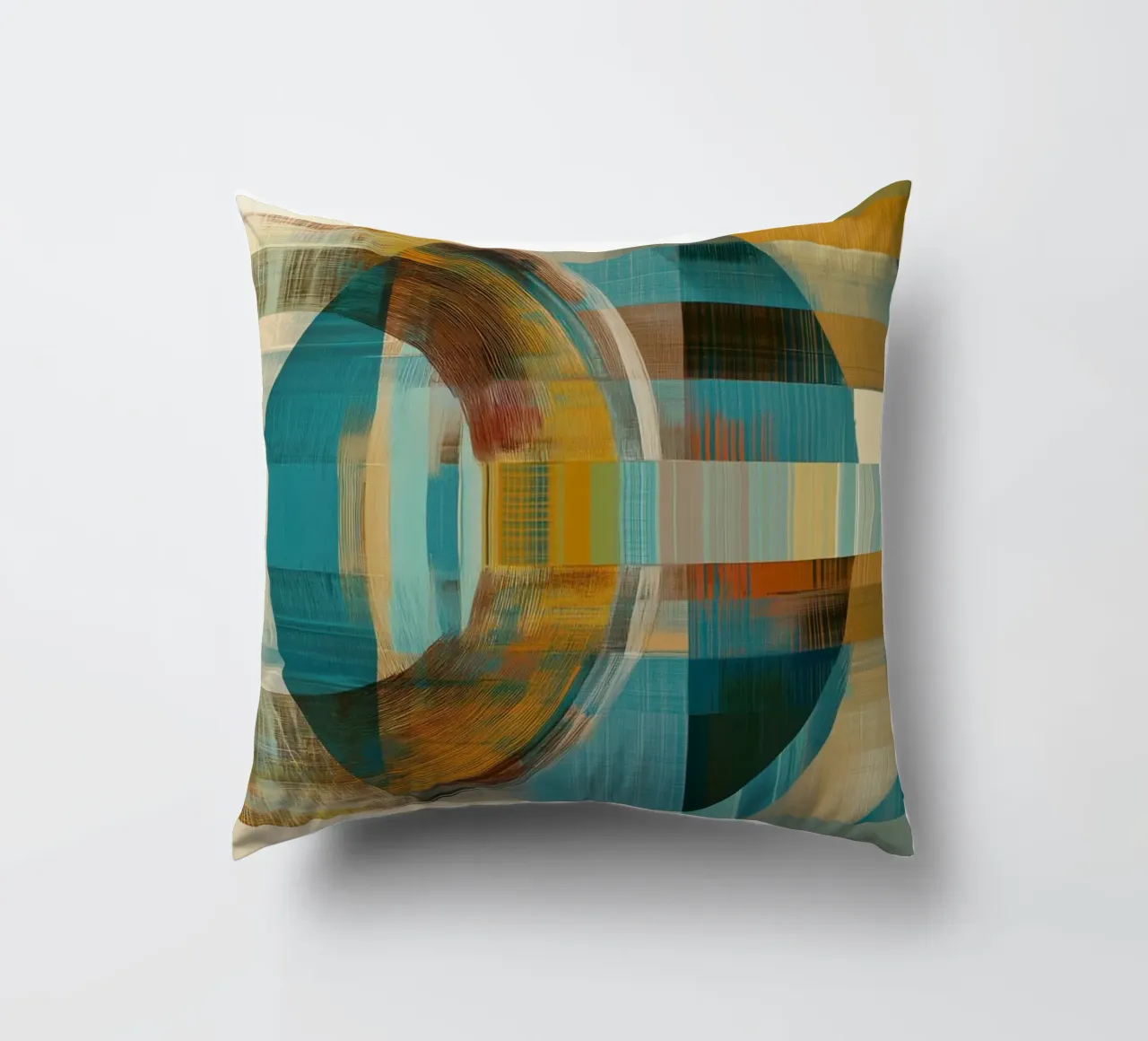 Forme astratte in blu e marrone cuscino da Imagine