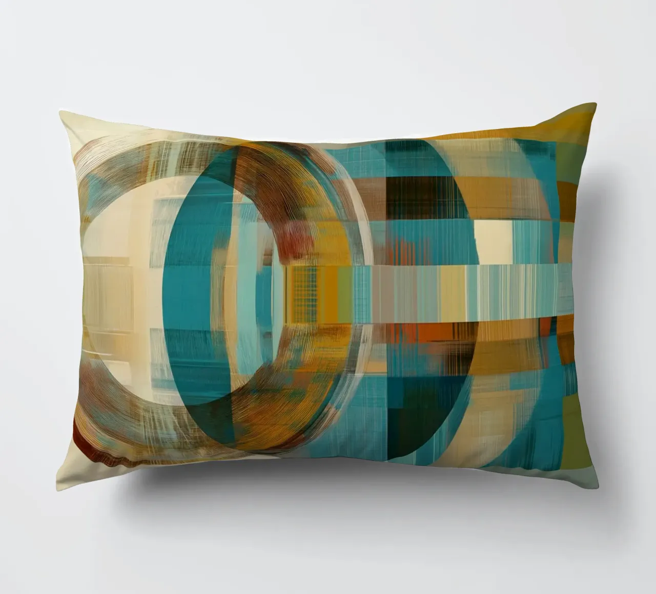 Forme astratte in blu e marrone cuscino da Imagine