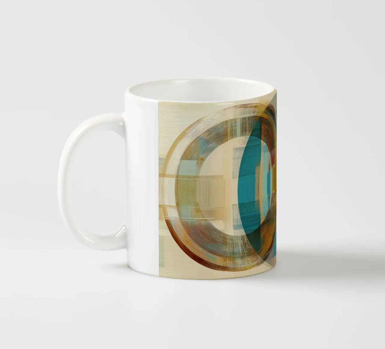 Abstract shapes in blue and brown ceramic mug by Imagine