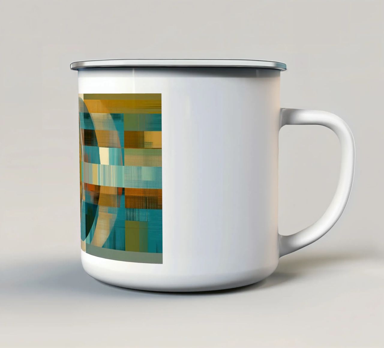 Forme astratte in blu e marrone tazza in smalto da Imagine