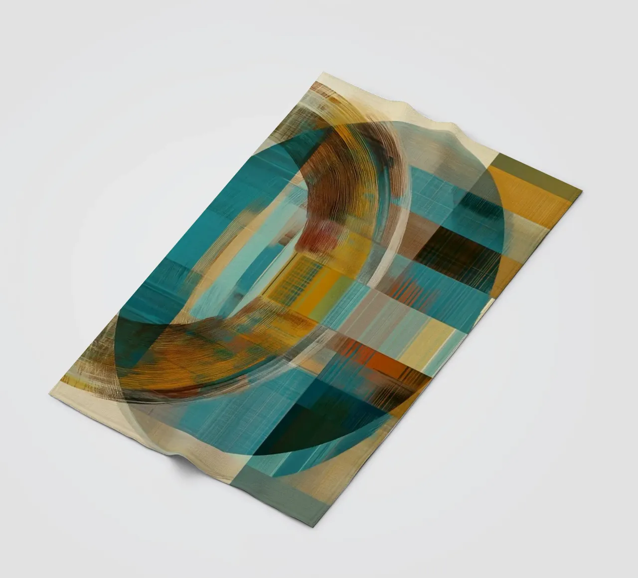 Forme astratte in blu e marrone coperta in pile da Imagine