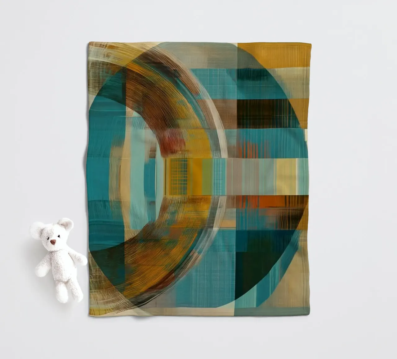 Forme astratte in blu e marrone coperta in pile da Imagine