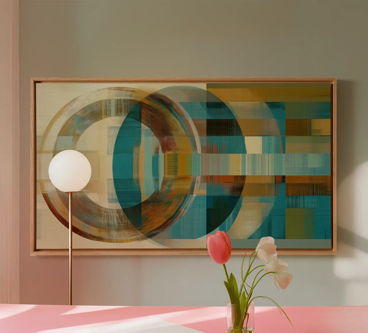 Abstracte vormen in blauw en bruin canvas van Imagine