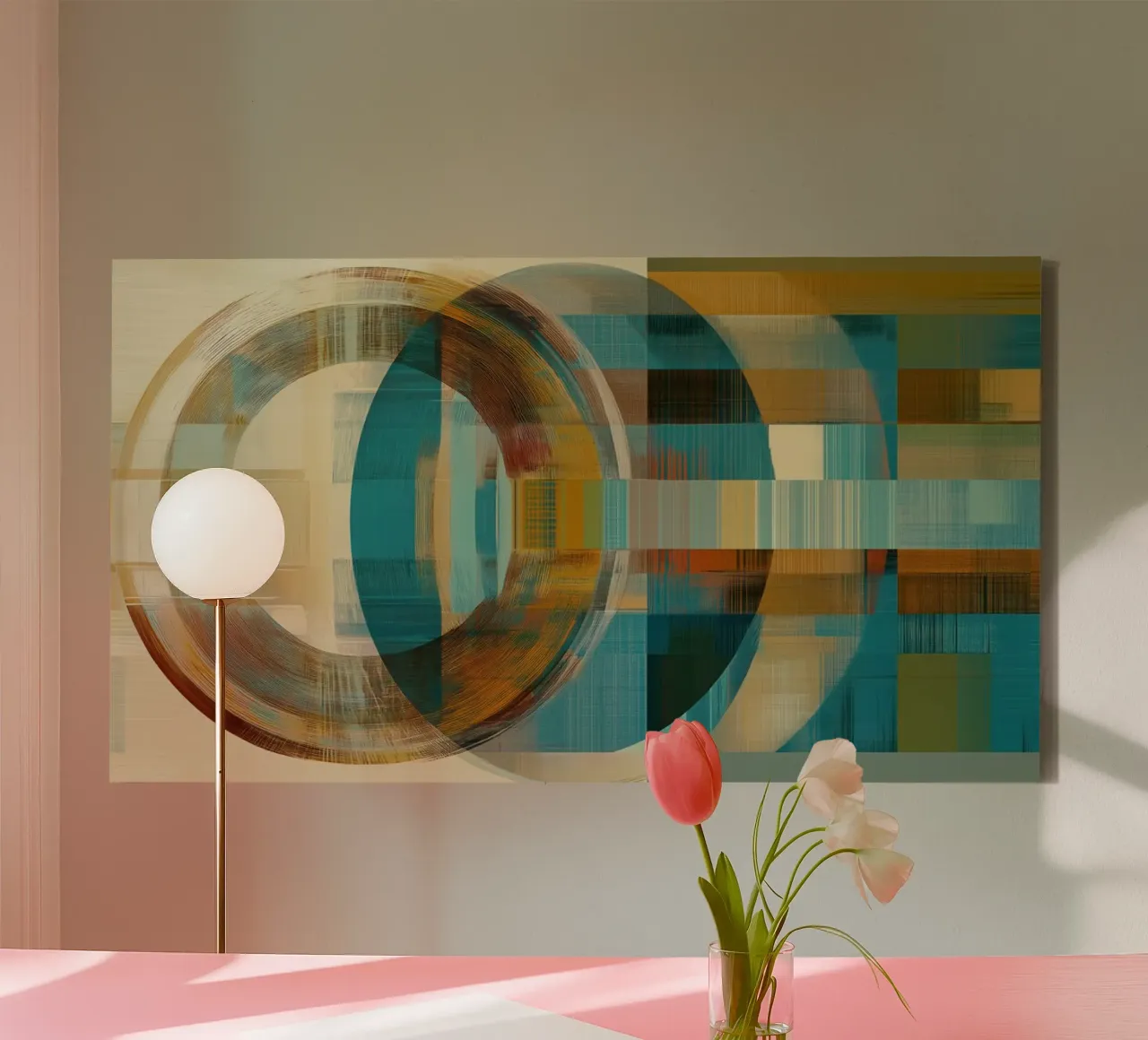 Abstracte vormen in blauw en bruin canvas van Imagine