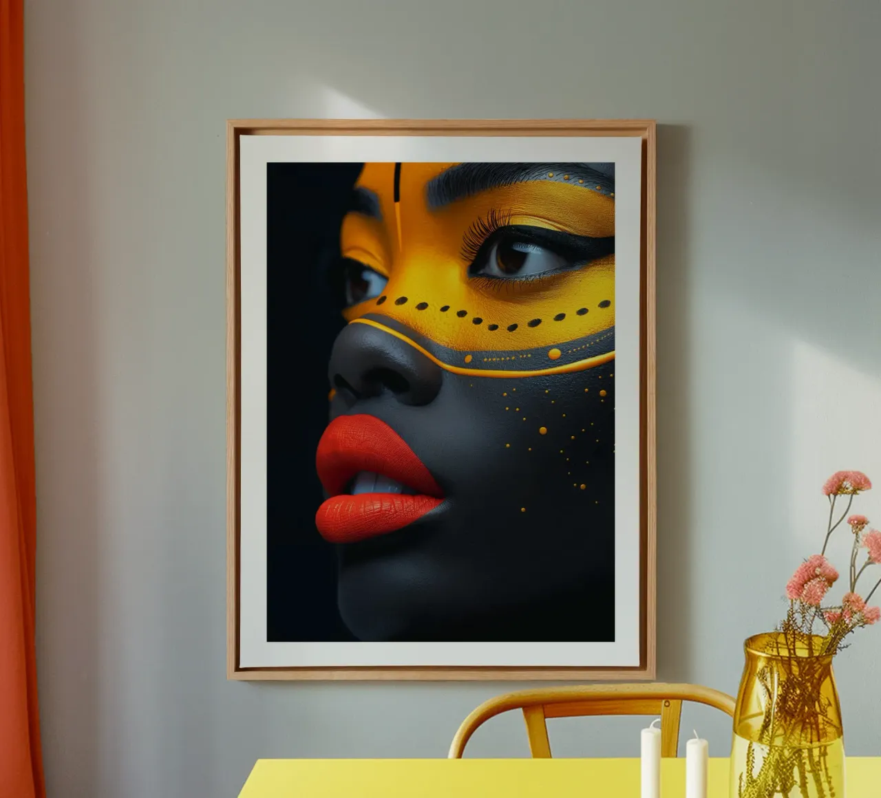 Artistic mask canvas with Floater frame by DWA