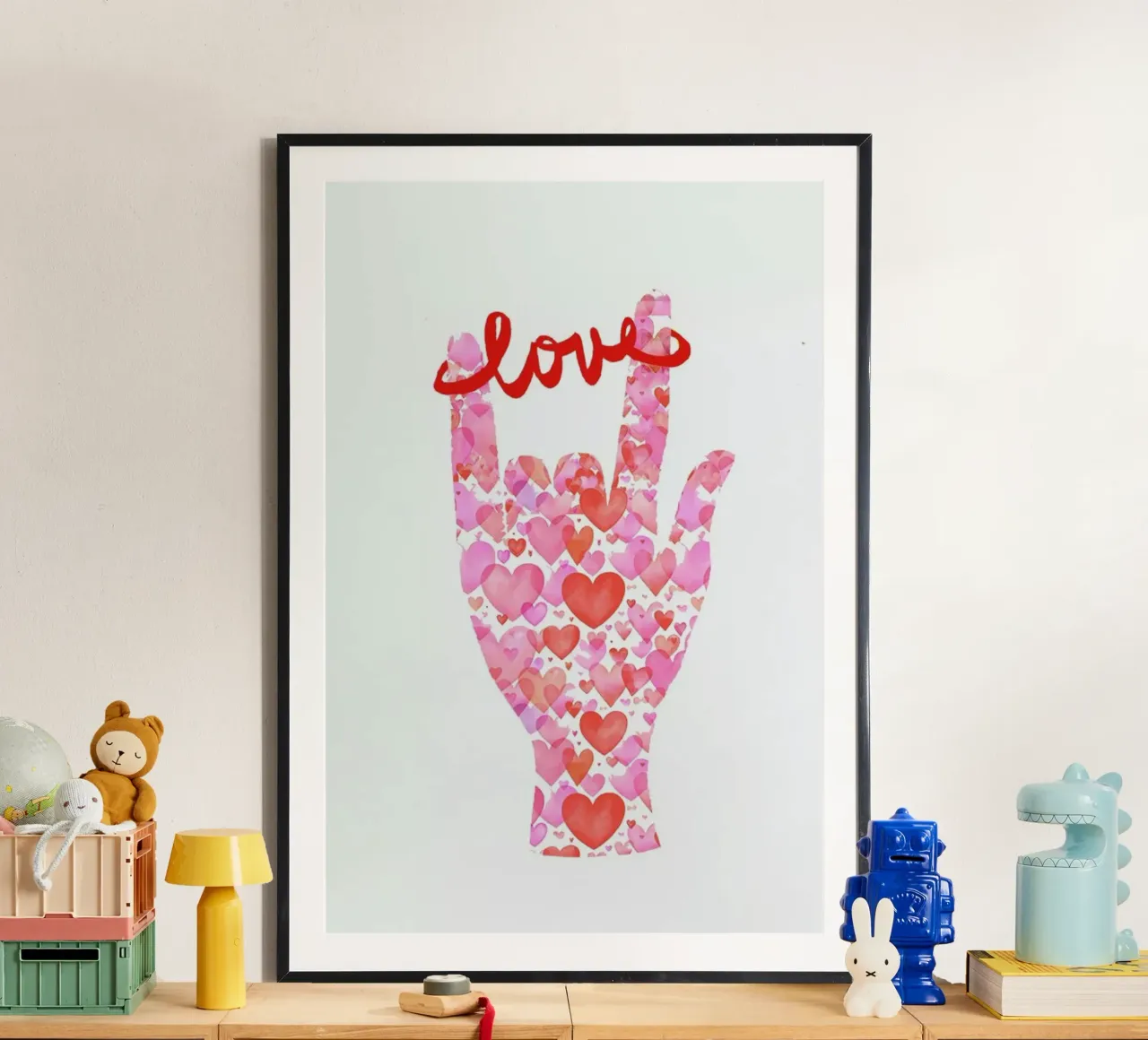 I Love You 1 poster with wooden frame by Rococco LA