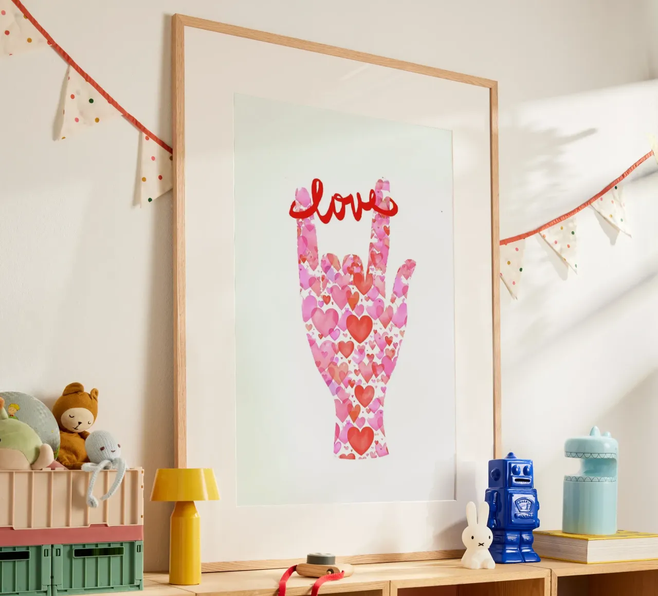 I Love You 1 poster with wooden frame by Rococco LA
