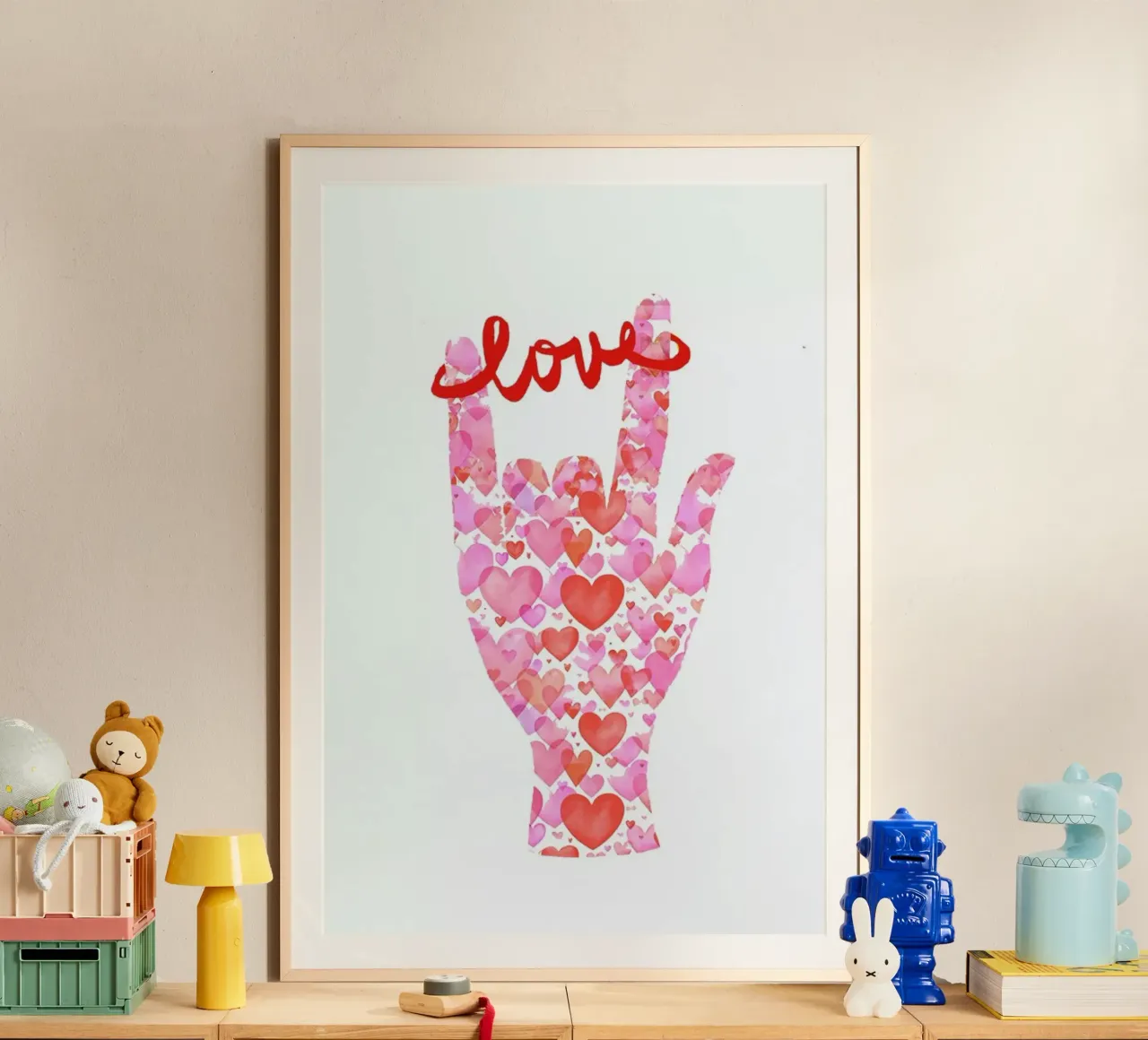 I Love You 1 poster with wooden frame by Rococco LA