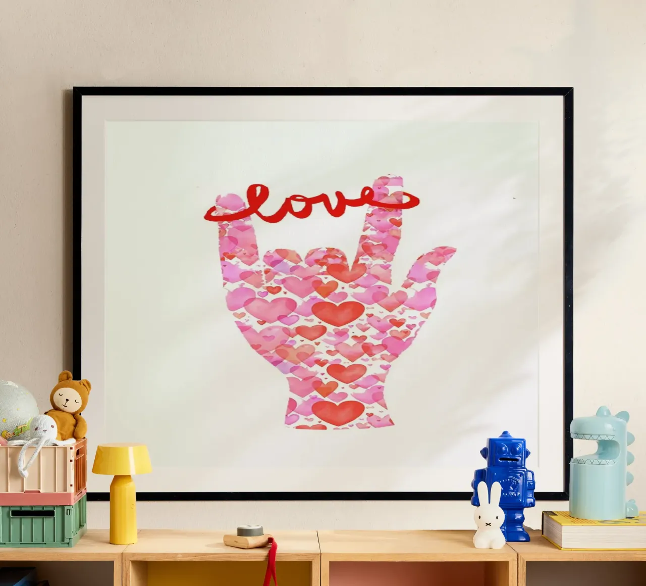 I Love You 1 poster with wooden frame by Rococco LA