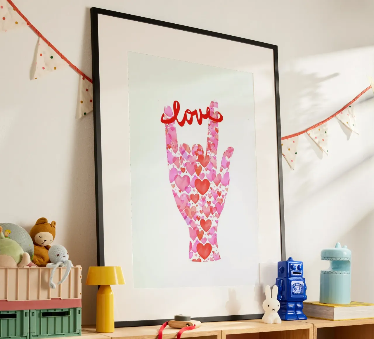 I Love You 1 poster with wooden frame by Rococco LA