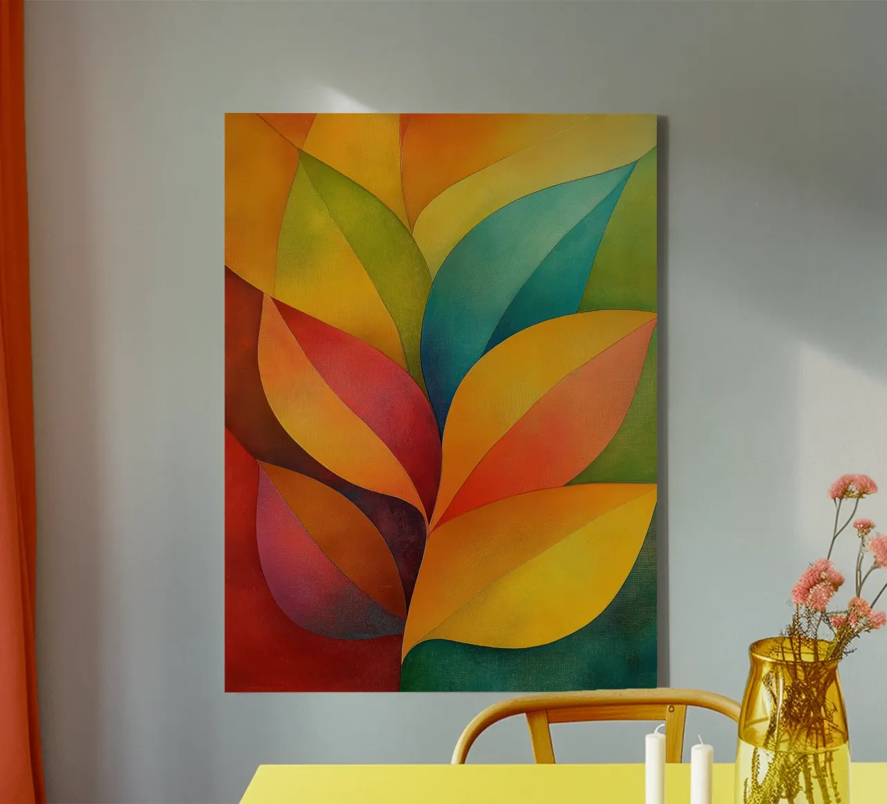 Abstract blad canvas met Baklijst van Imagine