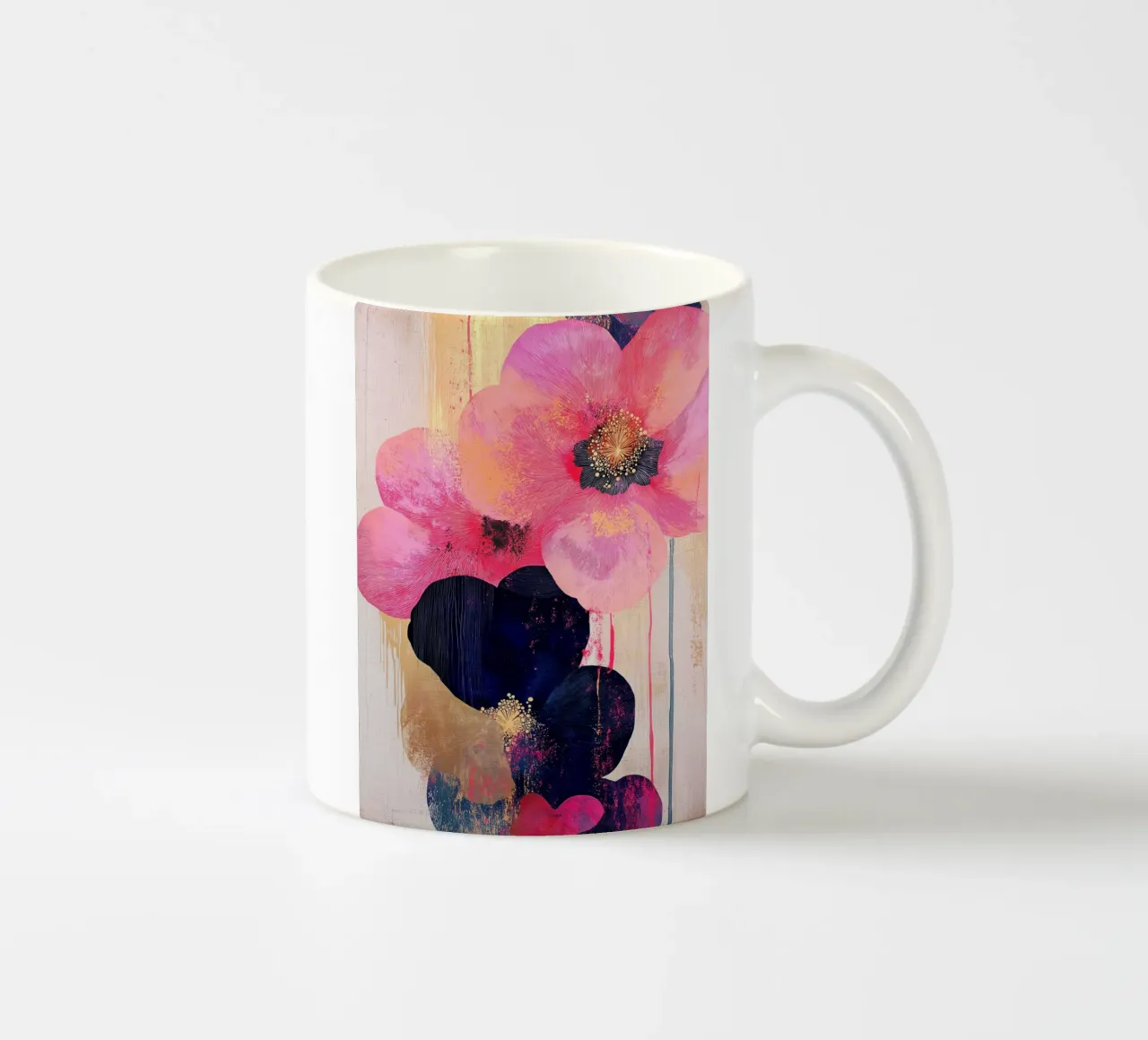 Fiori rosa con oro tazza in ceramica da Imagine