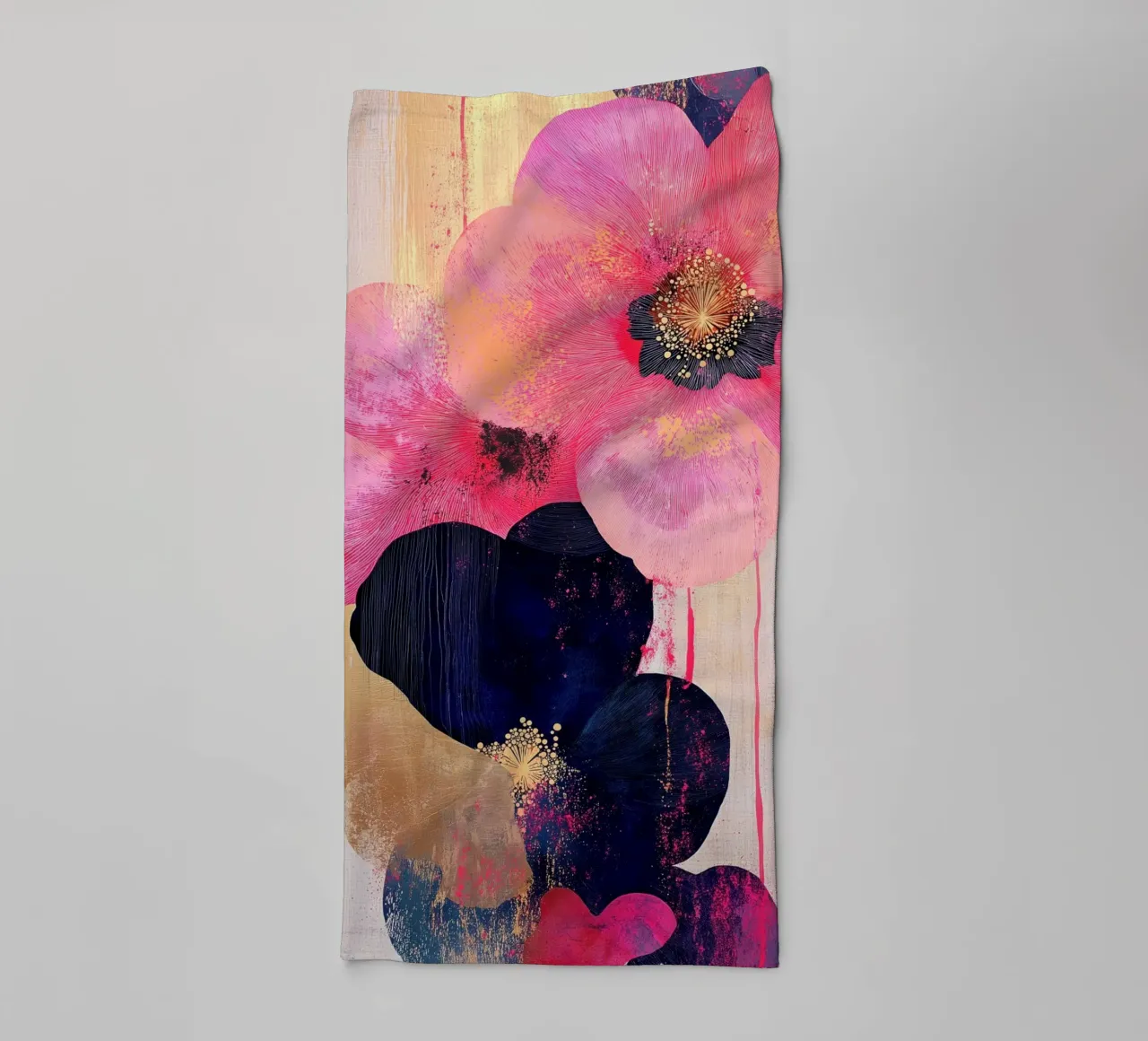 Fiori rosa con oro asciugamano da bagno da Imagine