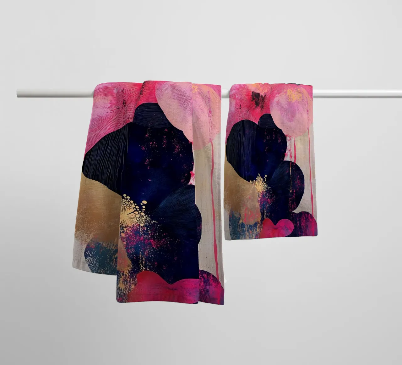 Fiori rosa con oro asciugamano da bagno da Imagine